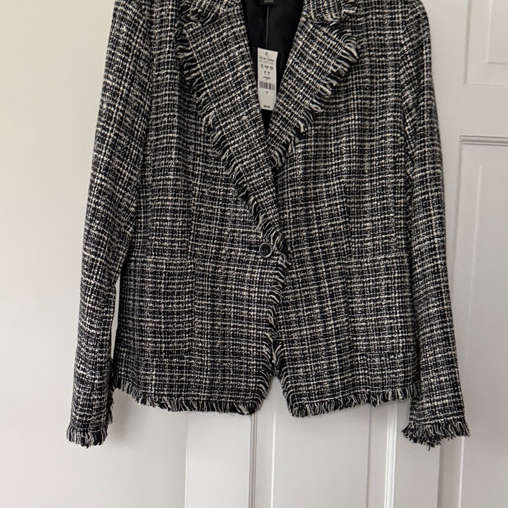 New York & Company Black and White Tweed Blazer